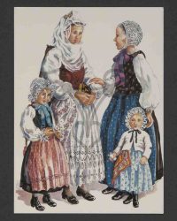 Sächsische Bäuerinnen und Mädchen