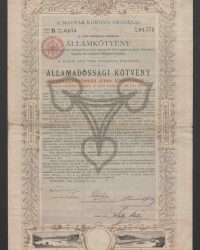 3% Staats-Gold-Obligation. Ausgegeben zum Zwecke der Goldbeschaffung für die Beseitigung der Schifffahrtshindernisse bei dem Eisernen Thore an der unteren Donau und den dortigen Katarakten. Zinsen und Kapital zahlbar in Gold. Staatsschuldverschreibung über Zweitausend Vierhundert (2.400) Kronen., Litt B. Serie 0.675, Nr. 01.772