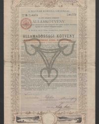 3% Staats-Gold-Obligation. Ausgegeben zum Zwecke der Goldbeschaffung für die Beseitigung der Schifffahrtshindernisse bei dem Eisernen Thore an der unteren Donau und den dortigen Katarakten. Zinsen und Kapital zahlbar in Gold. Staatsschuldverschreibung über Zweitausend Vierhundert (2.400) Kronen., Litt B. Serie 0.675, Nr. 01.772