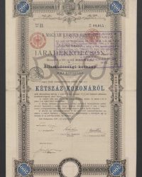 Mit 3 1/2 % verzinsliche Rentenanleihe. Ausgegeben auf Grund des Gesetz-Artikels XXX vom Jahre 1897. Staatsschuldverschreibung über 200 Kronen, Litt. B, Nr. 00.015
