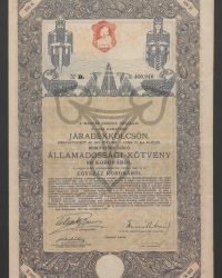 Mit 6 % verzinsliche Rentenanleihe. Ausgegeben auf Grund des § 17 des Gesetzartikels LXIII vom Jahre 1912. Staatsschuldverschreibung auf den Inhaber über 100 Kronen, Litt. B, Nr. 460.940