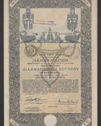 Mit 6 % verzinsliche Rentenanleihe. Ausgegeben auf Grund des § 17 des Gesetzartikels LXIII vom Jahre 1912. Staatsschuldverschreibung auf den Inhaber über 100 Kronen, Litt. B, Nr. 1.159.602