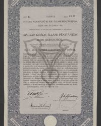 Königlich Ungarischer 5 1/2 % Staatskassenschein. Fällig am 1. Juni 1926. Ausgefertigt auf Grund des § 17 des Gesetzartikels LXIII vom Jahre 1912. Königlich Ungarischer Staatskassenschein über 10.000 Kronen, Buchstabe C, Nr. 09.961