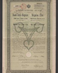 K. K. Österreichische Staats-Rentenanleihe, Staats-Rente-Obligation über 1.000 österr. Gulden in Gold mit 4 % in Gold verzinslich, No. 193.814