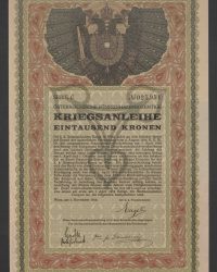 Österreichische fünfeinhalbprozentige Kriegsanleihe. Eintausend Kronen, Serie C, No. 025.951
