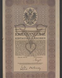 Österreichische fünfeinhalbprozentige Kriegsanleihe vom Jahre 1915. Eintausend Kronen, Serie C, No. 165.952