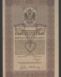 Österreichische fünfeinhalbprozentige Kriegsanleihe vom Jahre 1915. Eintausend Kronen, Serie C, No. 165.952