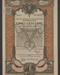 Dritte fünfeinhalbprozentige Österreichische Kriegsanleihe. Eintausend Kronen, Serie C, No. 120.099