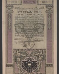 Sechste Österreichische Kriegsanleihe. Steuerfreie 5 1/2 % Amortisable Staatsanleihe. Eintausend Kronen, Serie 282, No. 111.927