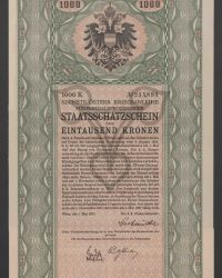 Sechste österr. Kriegsanleihe. Fünfeinhalbprozentiger Staatsschatzschein über Eintausend Kronen, No. 244.894