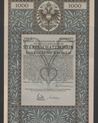 Siebente Österreichische Kriegsanleihe. Fünfeinhalbprozentiger  Staatsschatzschein über Eintausend Kronen, No. 188.903