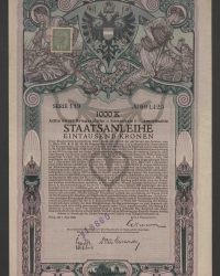 1000 K, Achte österr. Kriegsanleihe. Steuerfreie 5 1/2 % amortisable Staatsanleihe. Eintausend Kronen, Serie 119, No. 091.425