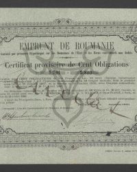 Garantie par première Hypothèque sur les Domaines de l'État et les Biens conventuels non dédiés. Certificat provisoire de Cent obligations No. 5.701 à 5.800, Valable pour Cent Obligations de 500 Francs