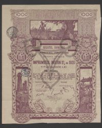 Inlandsanleihe 5 % von 1920, Wertpapier über 1000 Lei, Nr. 265528