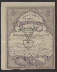 Grundrente 5 % von 1922, Wertpapier 50.000 Lei Nr. 013392