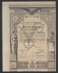5 % Vereinheitlichte Amortisierbare Rente von 1903 in Gold. Eine Staats-Obligation auf den Inhaber über 500 Lei Gold = 405 Reichsmark; No. 011088