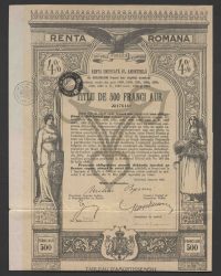 Rente Unifiée 4 % Amortissable de 433.000.000 francs or capital nominal. Titre au Porteur de 500 Francs Or; No. 176460