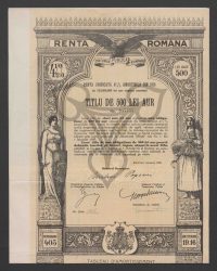 4 1/2 % Vereinheitlichte Amortisierbare Rente in Gold von 1913. Eine Staats-Obligation auf den Inhaber über 500 Lei Gold = 405 Reichsmark; No. 047757