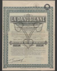 Capital 750.000.000 Lei, Représenté par 1.5000.000 Actions de 500 Lei chacune au porteur. Obligation de 500 Francs ou 100 Belges, 6 % net, Numéro 23523 au Porteur