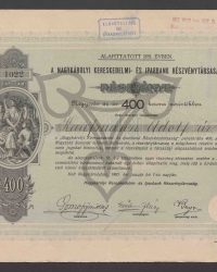 Aktie. Vierhundert zu einem Nennwert von 400 Kronen. Aktiennummer und Blattnummer 1022