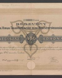 Aktie. Vierhundert Kronen. Nr. 0601