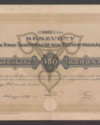Aktie. Vierhundert Kronen. Nr. 0601