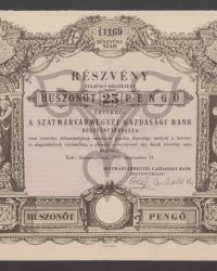Aktie. Voll eingezahlt 25 Pengő. Aktiennummer 11169