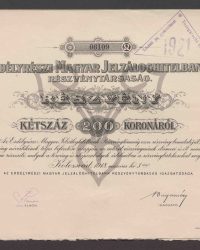 Aktie. Zweihundert Kronen. Nr. 08109