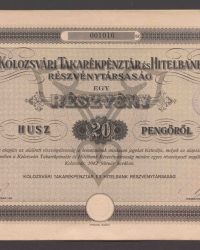 Aktien. Zwanzig Pengőről. Nr. 001016