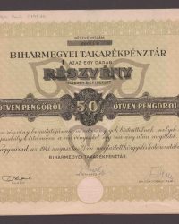 Aktie. Fünfzig Pengő 50. Aktiennummer 00011