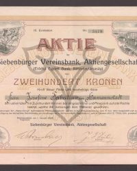 Aktie über Zweihundert Kronen. III. Emission, Nr. 3478