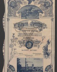 Titel von 10 Inhaberaktien zu fünftausend Lei 5000 Lei. Ausgabe ... Nr. 931 - 940