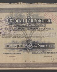 Titel über 25 Inhaberaktien, 12500 Lei, im Nennwert von Zwölftausendfünfhundert Lei. No. 98926 bis No. 98950