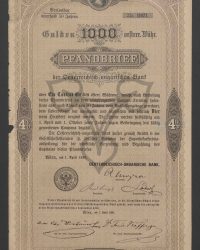 Pfandbrief. Gulden 1000 oesterr. Währ. Nr. 11021