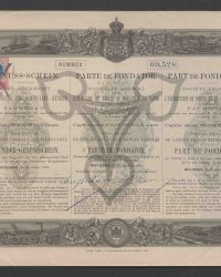 Genuss-Schein. Capital 10.000.000 Francs. Erste Emission von 8.000.000 Francs Voll Eingezahlt. Gründergenussschein Nummer 09.528