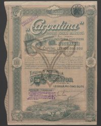 Titel von 5 Inhaberaktien im Wert von zweitausendfünfhundert Lei. Emission IV-V. 192436 - 192440