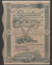Titel von 5 Inhaberaktien im Wert von zweitausendfünfhundert Lei. Emission IV-V. 192436 - 192440