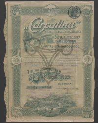 Titel von 10 Inhaberaktien im Wert von fünftausend Lei. Emission IV-V. 166951 - 166960