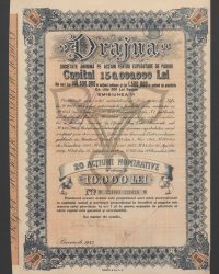 Kapital 150.000.000 Lei, davon 148.500.000 Lei in Stammaktien und 1.500.000 Lei in Vorzugsaktien zu je 500 Lei. Emission VI. Nr. 221601 - 221620