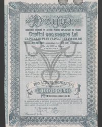 Kapital 900.000.000 Lei, voll eingezahltes Kapital 450.000.000 Lei, davon 448.500.000 Lei in Stammaktien und 1.500.000 Lei in Vorzugsaktien zu je 500 Lei. Emission VII. Nr. 0462001 – 0462100