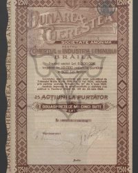 Gesellschaftskapital 5.000.000 Lei, aufgeteilt in 10.000 Inhaberaktien zu je 500 Lei. 25 Inhaberaktien Zwölftausendfünfhundert Lei. Nr.  003176 - 003200