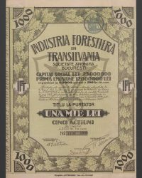 Grundkapital 25.000.000 Lei, Erstausgabe 12.000.000, aufgeteilt in 60.000 Aktien zu je 200 Lei. Inhaberaktie über 1.000 Lei für fünf Aktien zu je 200 Lei. Nr. 1196 - 1200