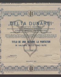 Grundkapital 10.000.000 Lei, aufgeteilt in 20.000 Inhaberaktien zu je 500 Lei. Eine Inhaberaktie im Wert von fünfhundert Lei. 828